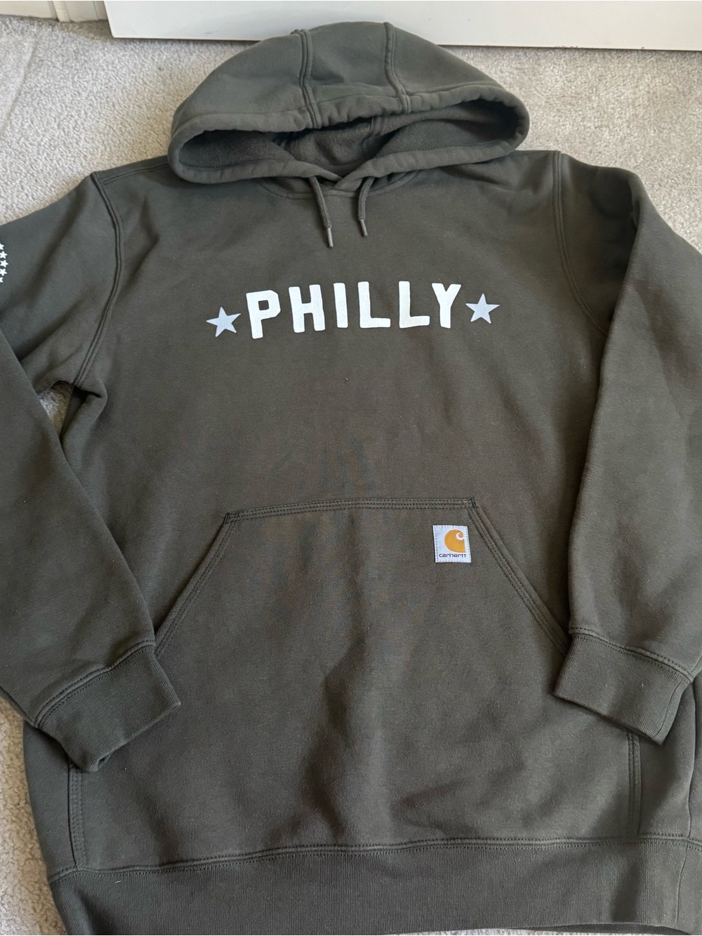 Carhartt x Barstool Sports Men’s Philly Hoodie Sweatshirt Loose Fit Olive Green